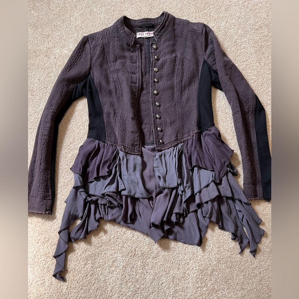 EUC Free People steampunk jacket, purple/dark grey, size S but fits like M.